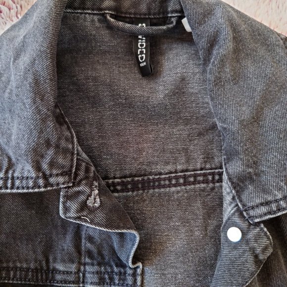 H&M Black Denim Jean Jacket Button Front in XS - Picture 11 of 11